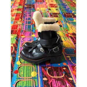 COACH Women’s Black Leather Zip Moto Boots Size 7